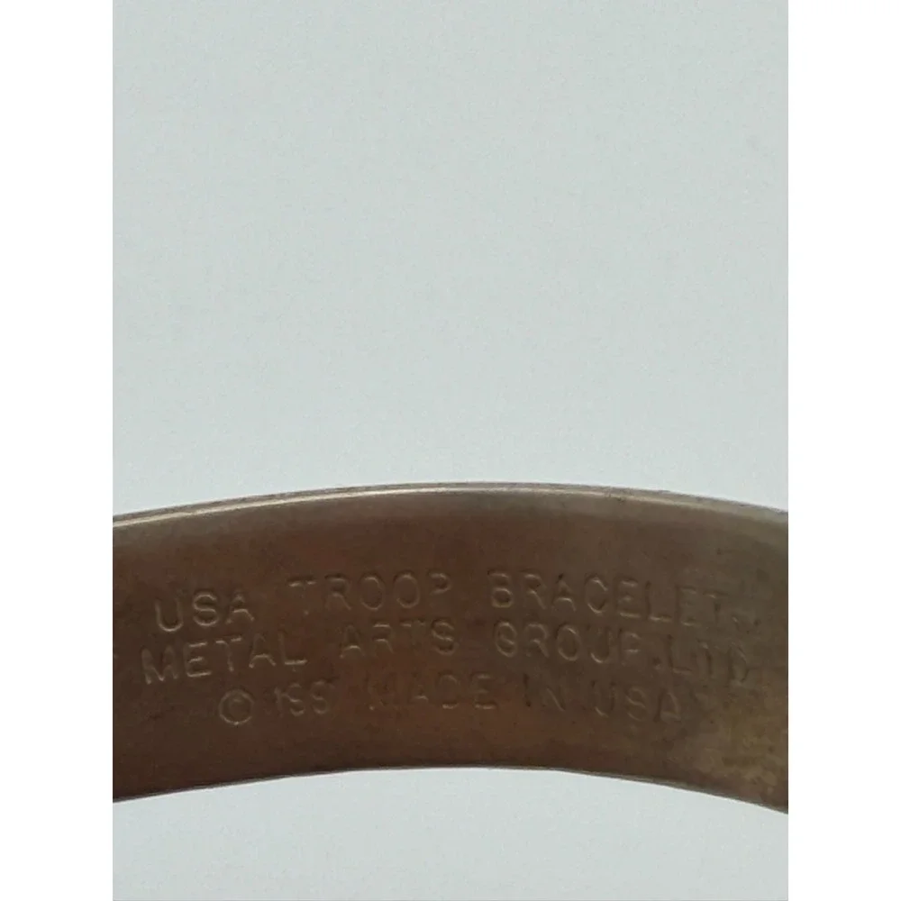 USA Troop Bracelet Vintage Metal Arts Group 1991 Made in USA Cuff Bracelet